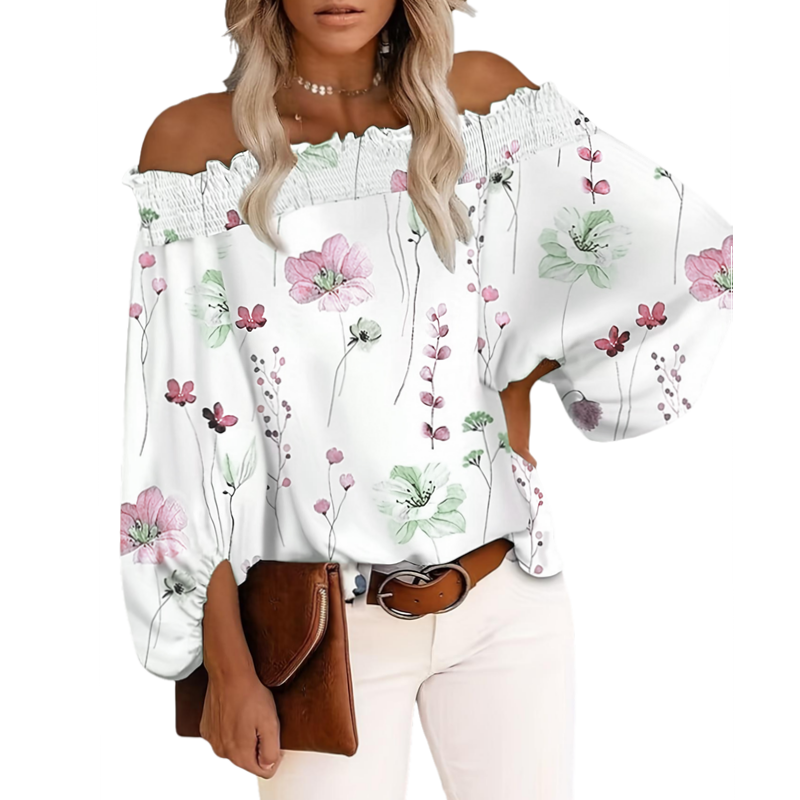 Blouse Off Shoulder - بلوزة نسائية جديدة بمقاسات كبيرة، تصميم