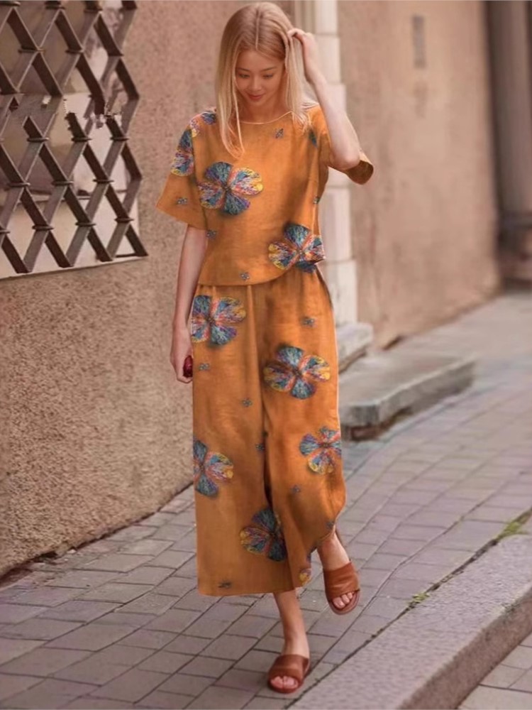 Linen Pant Wide - 2025 ربيع وصيف جديد حجم كبير