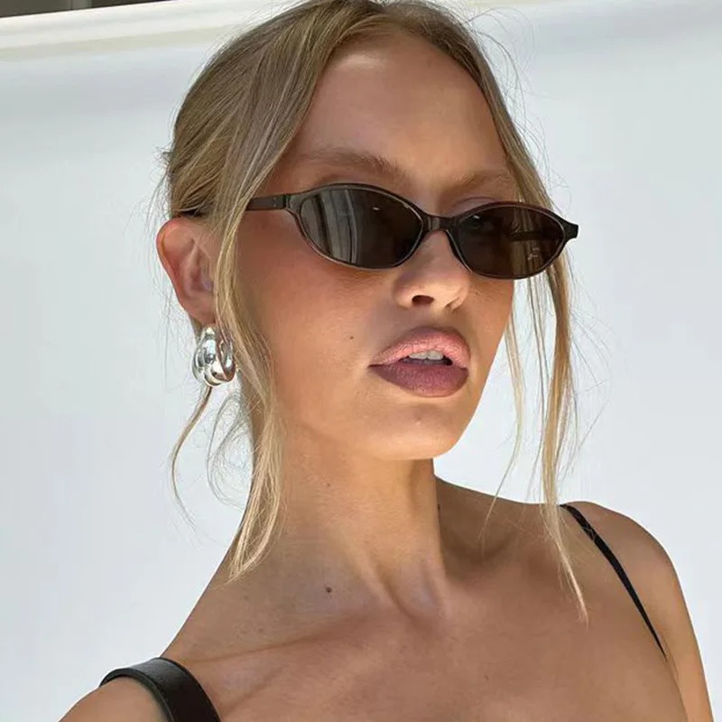 Sunglasses Cat Eye - نظارات شمسية بإطار بيضاوي عتيق الطراز،