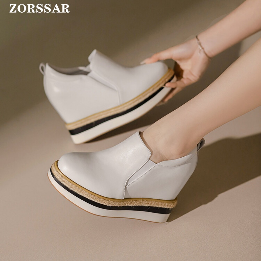 Wedge Espadrille Women - 12 سنتيمتر جلد طبيعي منصة إسفين