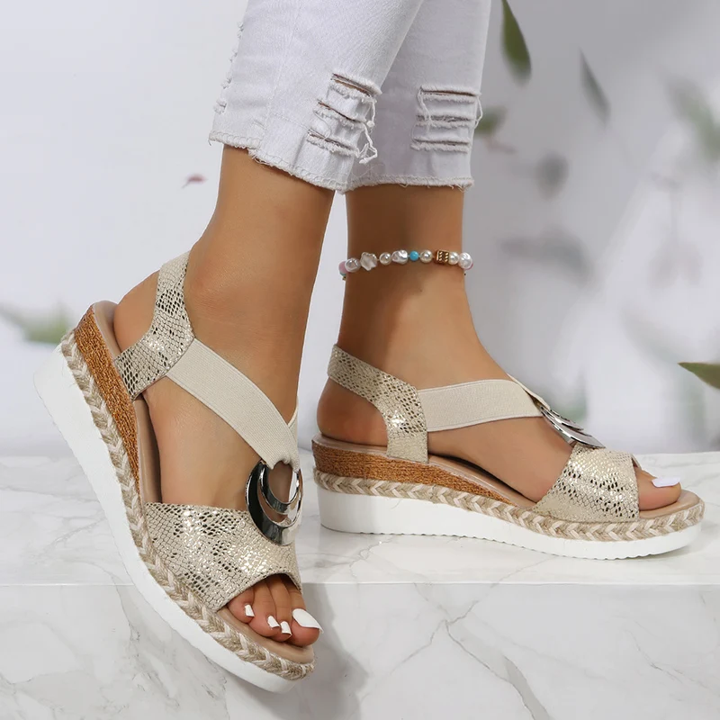 مشبك معدني صندل خشبي للنساء ال - مراجعة Wedge Espadrille Women وسعره