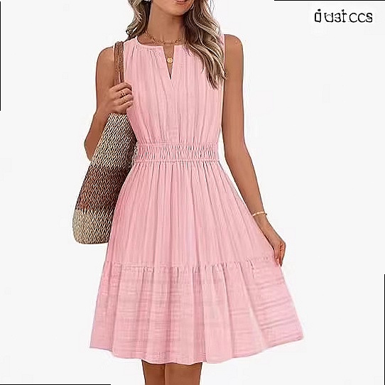 فستان نسائي صيفي بدون أكمام بت - مراجعة Linen Dress Wrap وسعره