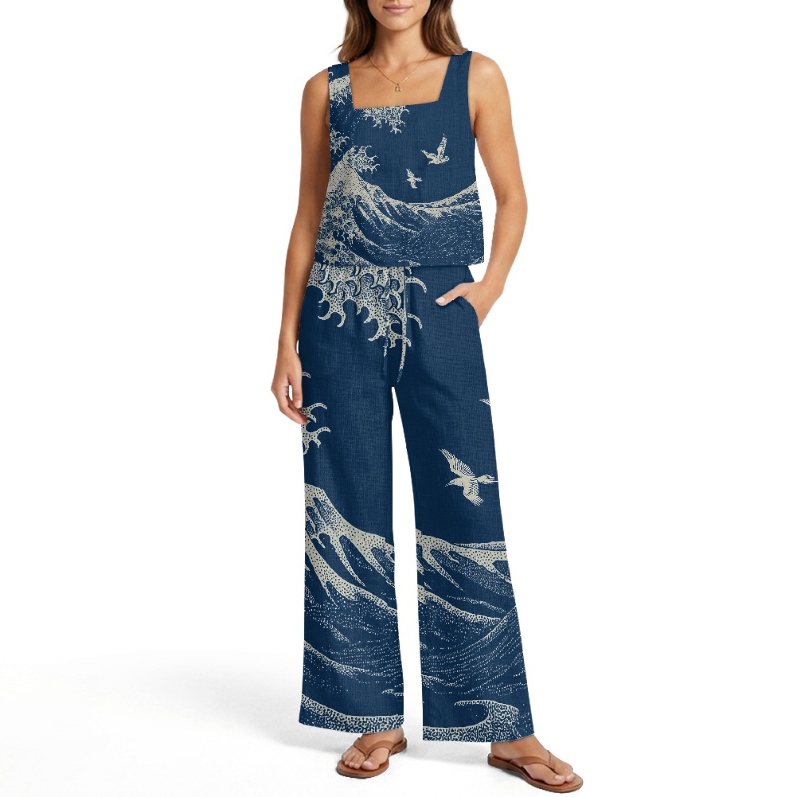 طقم سترة نسائية من الكتان من I - مراجعة Linen Pant Wide وسعره
