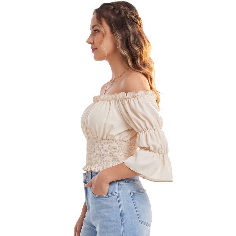بلوزة نسائية على طراز عصر النه - مراجعة Blouse Off Shoulder وسعره