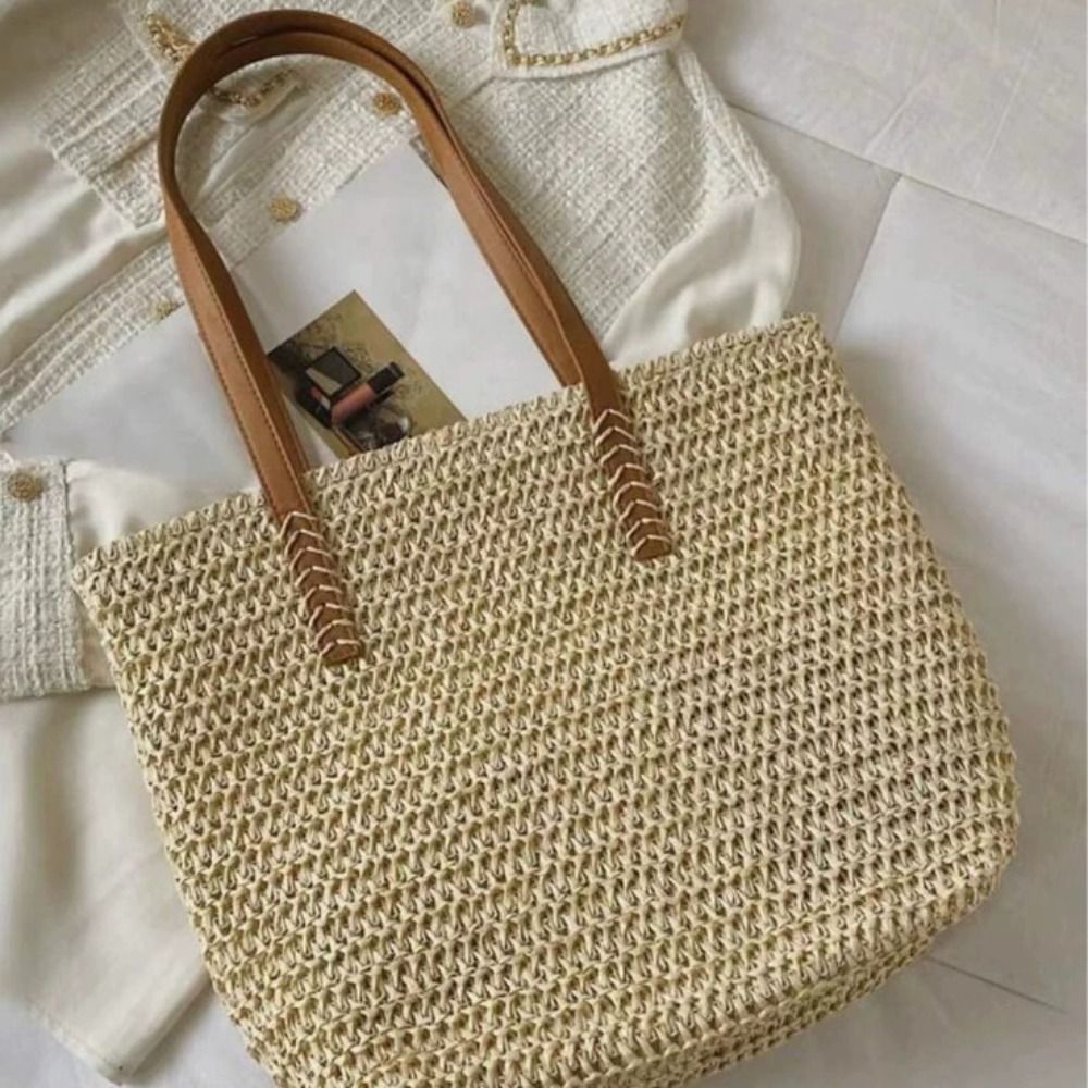 حقيبة يد نسائية أنيقة من القش  - مراجعة Tote Bag Beach وسعره